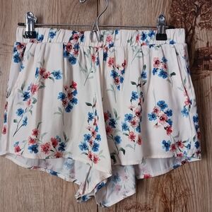 Saltwater Luxe Satin Watercolor Floral Print Lounge Shorts Size Small